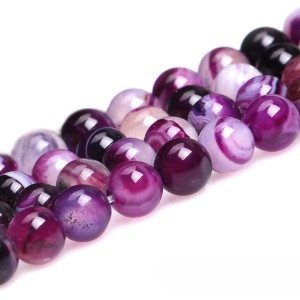 Αχάτης μωβ (Agate) φυσικοί ημιπολύτιμοι λίθοι χάντρες 4mm/ 6mm/ 8mm/ 10mm/ 12mm (σειρά/37∽38cm) Αχάτης - Agate