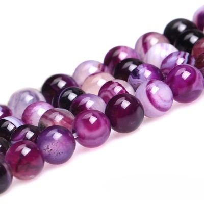 Αχάτης μωβ (Agate) φυσικοί ημιπολύτιμοι λίθοι χάντρες 4mm/ 6mm/ 8mm/ 10mm/ 12mm (σειρά/37∽38cm)