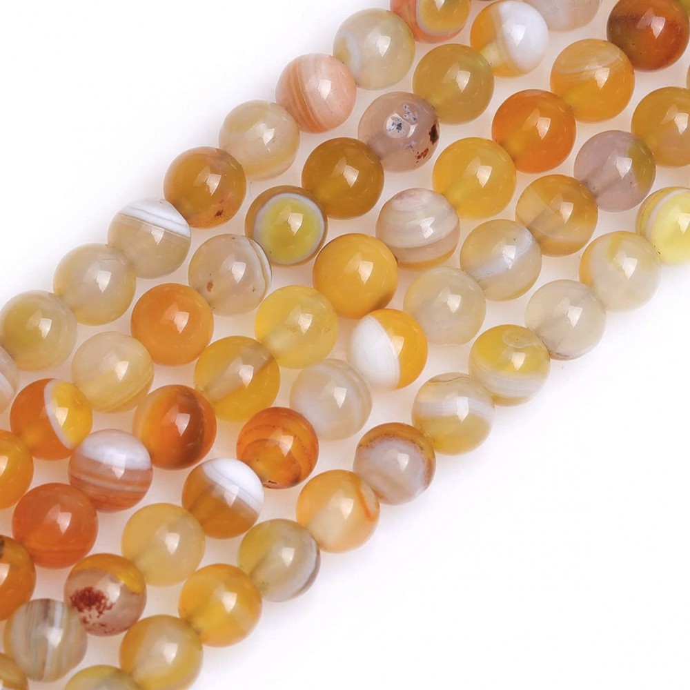 Αχάτης κίτρινος (Agate) φυσικοί ημιπολύτιμοι λίθοι χάντρες 4mm/ 8mm/ 10mm (σειρά/37∽38cm) Αχάτης - Agate