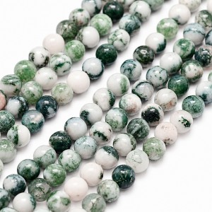 Αχάτης των Δέντρων, Δενδρίτης (Tree Agate) φυσικοί ημιπολύτιμοι λίθοι χάντρες 6mm/ 8mm/ 10mm (σειρά/37∽38cm) Αχάτης - Agate