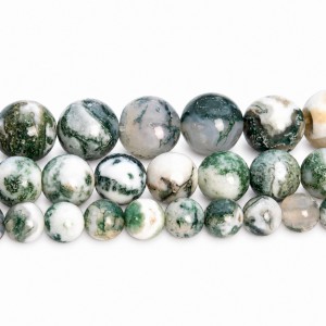 Αχάτης των Δέντρων, Δενδρίτης (Tree Agate) φυσικοί ημιπολύτιμοι λίθοι χάντρες 6mm/ 8mm/ 10mm (σειρά/37∽38cm) Αχάτης - Agate