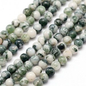 Αχάτης των Δέντρων, Δενδρίτης (Tree Agate) φυσικοί ημιπολύτιμοι λίθοι χάντρες 6mm/ 8mm/ 10mm (σειρά/37∽38cm) Αχάτης - Agate