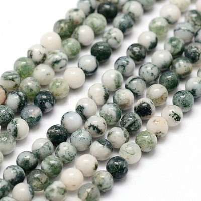 Αχάτης των Δέντρων, Δενδρίτης (Tree Agate) φυσικοί ημιπολύτιμοι λίθοι χάντρες 6mm/ 8mm/ 10mm (σειρά/37∽38cm)