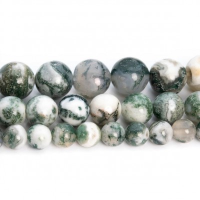 Αχάτης των Δέντρων, Δενδρίτης (Tree Agate) φυσικοί ημιπολύτιμοι λίθοι χάντρες 6mm/ 8mm/ 10mm (σειρά/37∽38cm)