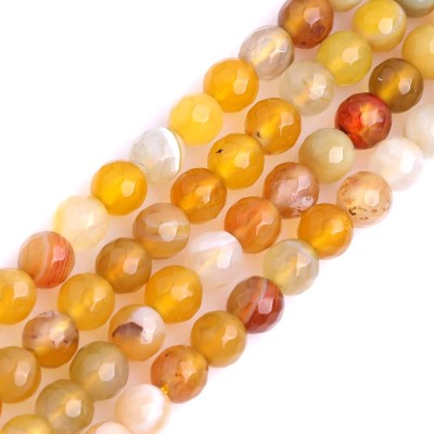 Αχάτης κίτρινος (Agate) φυσικοί ημιπολύτιμοι λίθοι χάντρες πολυγωνικές 6mm (σειρά∽36cm∽60χάντρες)