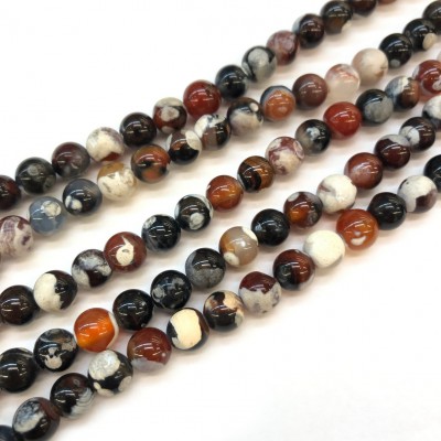 Αχάτης (Agate Fire Dream Lace) φυσικοί ημιπολύτιμοι λίθοι χάντρες 6mm / 8mm / 10mm (σειρά/37∽38cm)