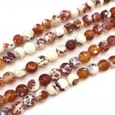 Αχάτης (Agate Fire Dragon Vein) κόκκινος φυσικοί ημιπολύτιμοι λίθοι χάντρες 6mm / 8mm / 10mm (σειρά/37∽39cm)