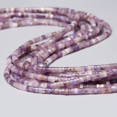 Αμέθυστος (Amethyst) φυσικοί ημιπολύτιμοι λίθοι χάντρες ροδέλα 4x2mm (σειρά∽38cm∽150χάντρες)