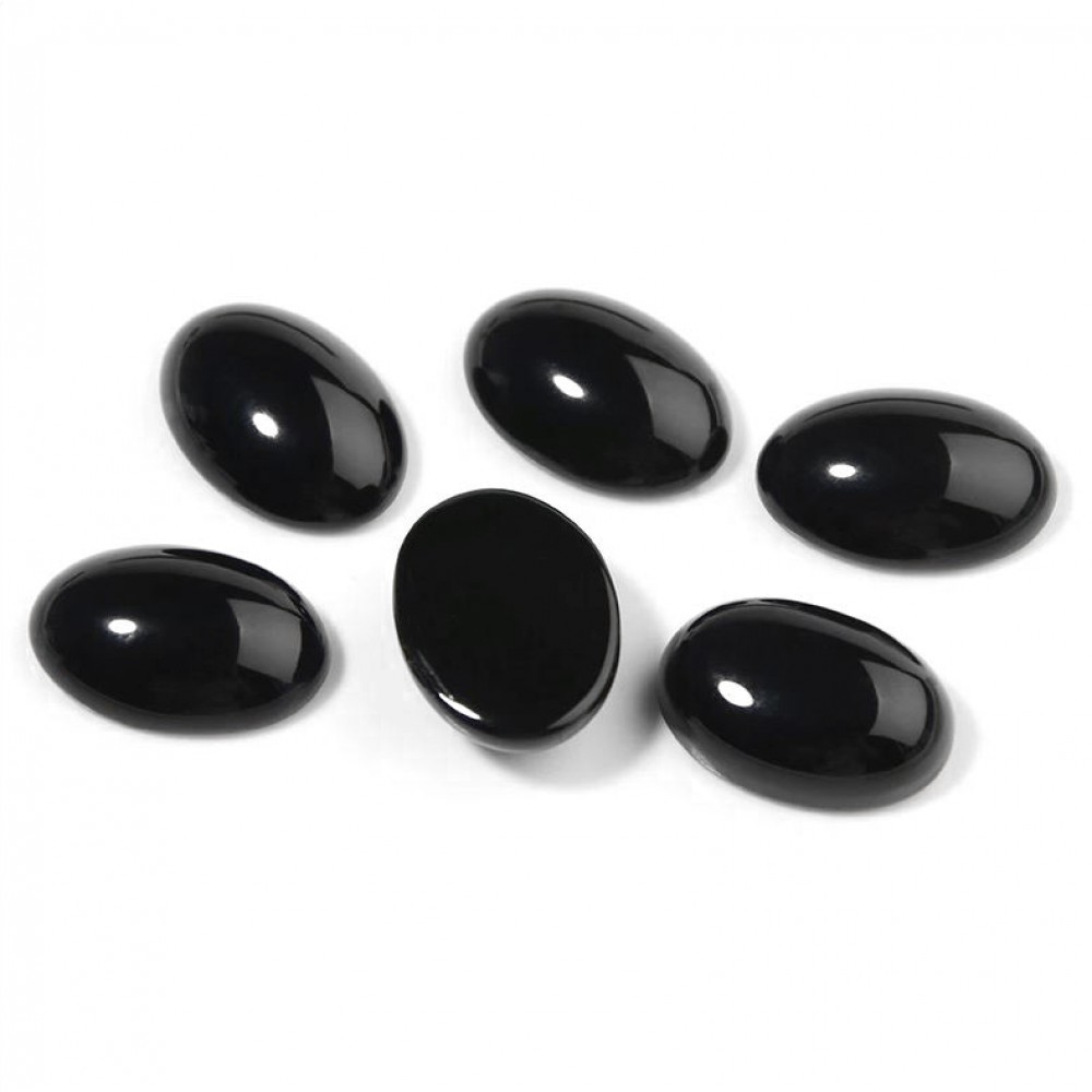 Όνυχας μαύρος (Onyx) φυσικός ημιπολύτιμος λίθος καμπουσόν οβάλ για καστόνι 20x15mm Καμπουσόν Ημιπολύτιμοι Λίθοι