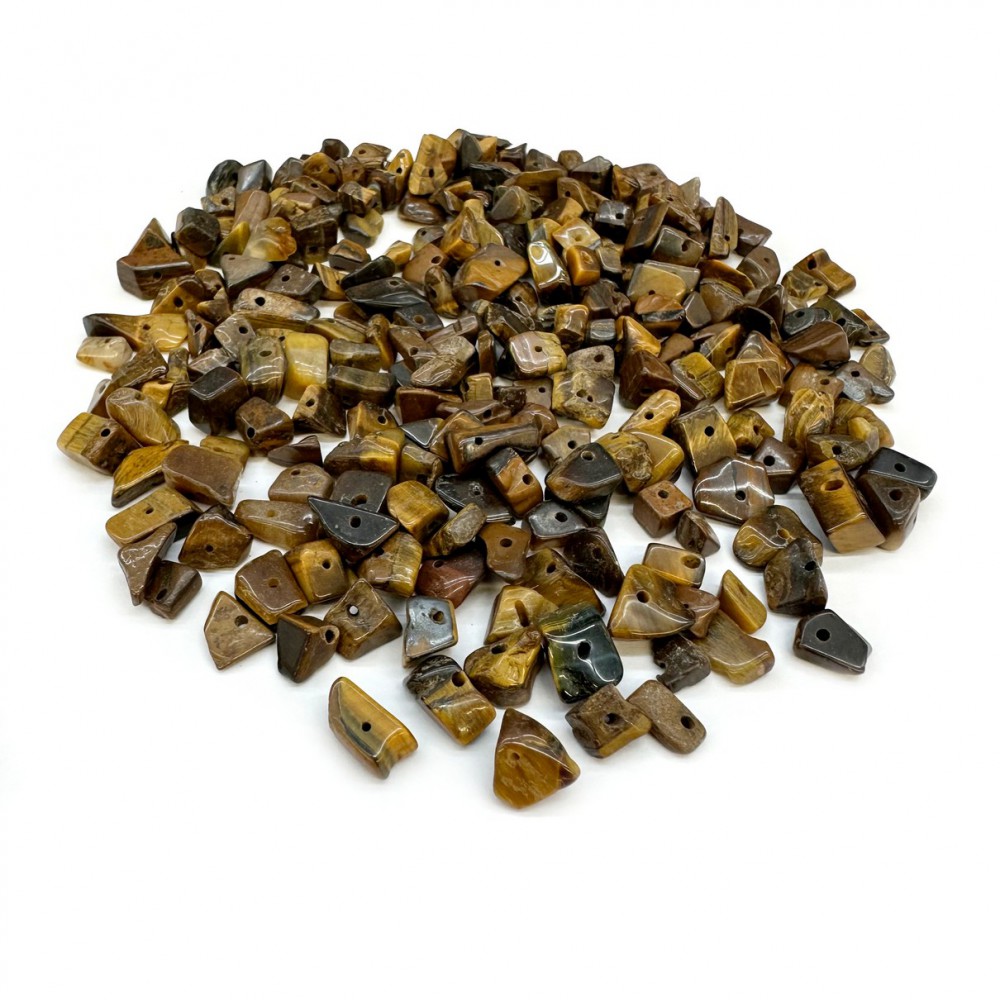 Μάτι της Τίγρης (Tiger Eye) φυσικοί ημιπολύτιμοι λίθοι ακανόνιστες χάντρες τσιπς 5∽7mm (συσκευασία∽200χάντρες∽65gr)