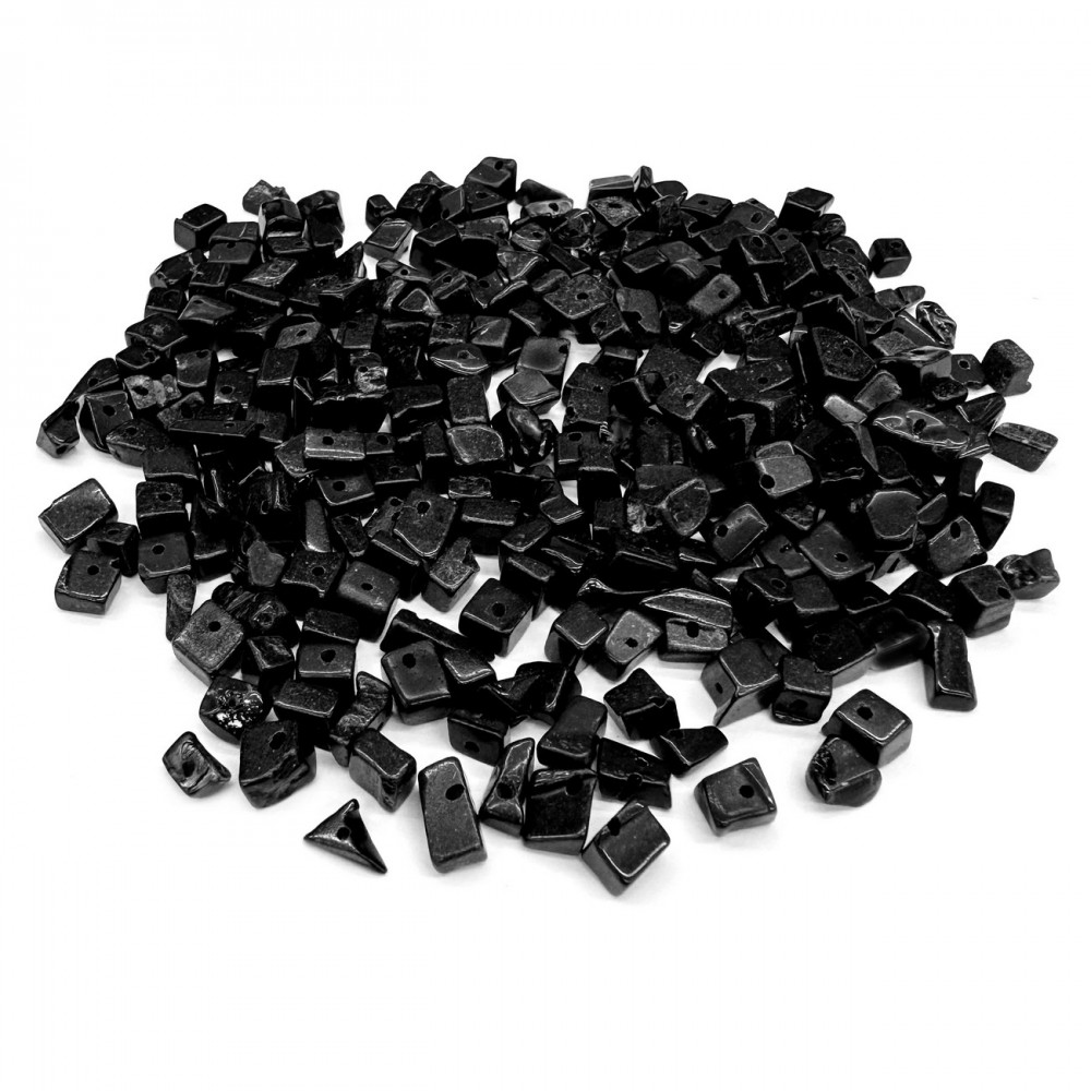 Τουρμαλίνη μαύρη (Tourmaline) φυσικοί ημιπολύτιμοι λίθοι ακανόνιστες χάντρες τσιπς 5∽7mm (συσκευασία∽200χάντρες∽65gr)
