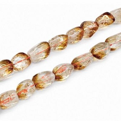 Κιτρίνης (Citrine) φυσικοί ημιπολύτιμοι λίθοι ακανόνιστες χάντρες 18∽12mm (σειρά/38∽39cm∽22χάντρες)