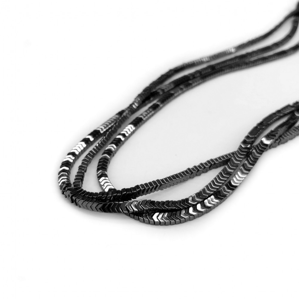 Αιματίτης (Hematite) φυσικοί ημιπολύτιμοι λίθοι χάντρες βέλος 3mm (σειρά∽40cm∽170χάντρες) Αιματίτης - Hematite