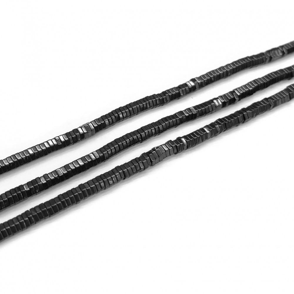 Αιματίτης (Hematite) φυσικοί ημιπολύτιμοι λίθοι χάντρες πλακέ εξάγωνες 4x1mm (σειρά∽40cm∽400χάντρες) Αιματίτης - Hematite