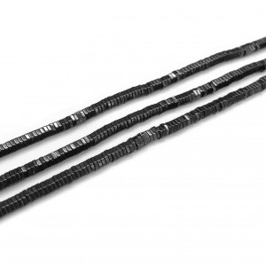 Αιματίτης (Hematite) φυσικοί ημιπολύτιμοι λίθοι χάντρες πλακέ εξάγωνες 4x1mm (σειρά∽40cm∽400χάντρες) Αιματίτης - Hematite