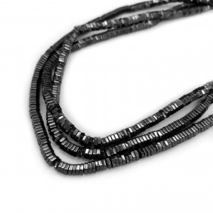 Αιματίτης (Hematite) φυσικοί ημιπολύτιμοι λίθοι χάντρες πλακέ εξάγωνες 4x1mm (σειρά∽40cm∽400χάντρες) Αιματίτης - Hematite