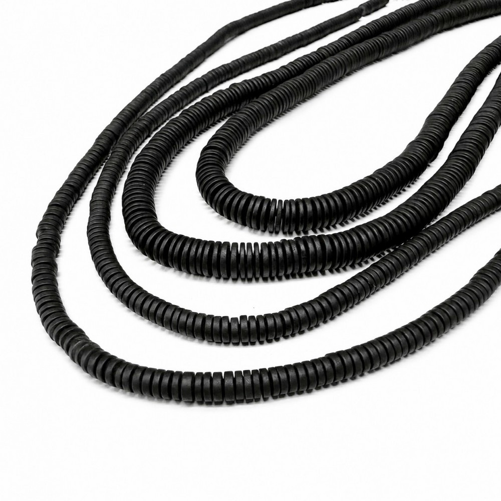 Αιματίτης Μαύρος Ματ (Hematite) φυσικοί ημιπολύτιμοι λίθοι χάντρες πλακέ ροδέλα 4x1.3mm /  6x1.3mm (σειρά∽40cm∽310χάντρες) Αιματίτης - Hematite
