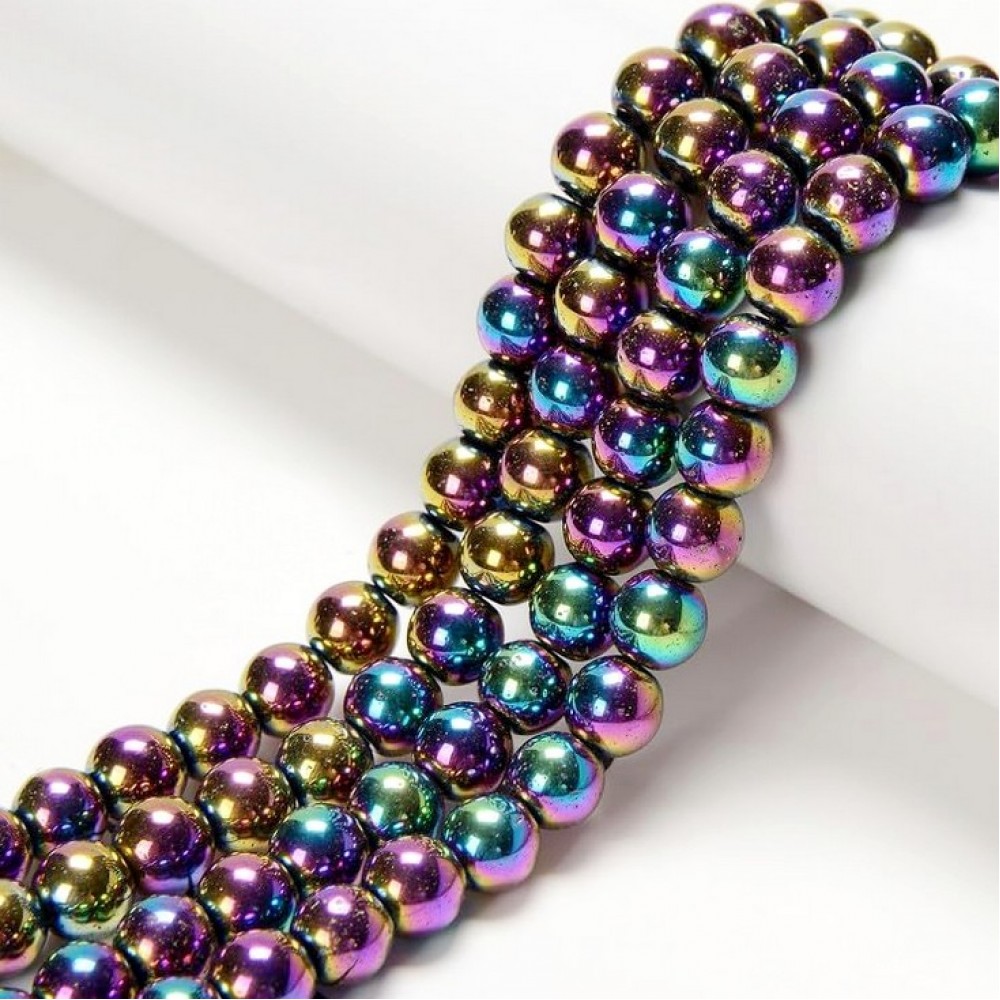 Hematite Rainbow beads natural semi precious stones 6mm/ 8mm/ 10mm/ 12mm (string∽40cm) Hematite