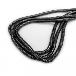 Αιματίτης (Hematite) φυσικοί ημιπολύτιμοι λίθοι χάντρες πλακέ ροδέλα κυματιστή 4x1.3mm (σειρά∽40cm∽390χάντρες) Αιματίτης - Hematite