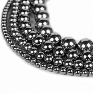 Αιματίτης μαύρος (Hematite) φυσικοί ημιπολύτιμοι λίθοι χάντρες 3mm/ 4mm/ 6mm/ 8mm/ 10mm/ 12mm (σειρά/39∽40cm) Αιματίτης - Hematite