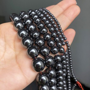 Αιματίτης μαύρος (Hematite) φυσικοί ημιπολύτιμοι λίθοι χάντρες 3mm/ 4mm/ 6mm/ 8mm/ 10mm/ 12mm (σειρά/39∽40cm) Αιματίτης - Hematite