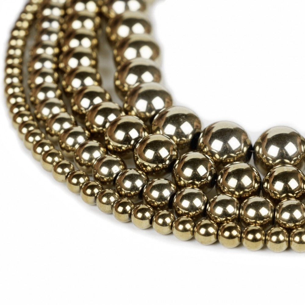 Hematite gold bronze beads natural semi precious stones 2.5mm/ 3mm/ 4mm/ 6mm/ 8mm/ 10mm/ 12mm (string/39∽40cm) Hematite