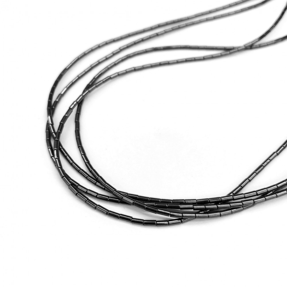 Αιματίτης (Hematite) φυσικοί ημιπολύτιμοι λίθοι χάντρες κύλινδρος 3x1.3mm (σειρά∽41cm∽137χάντρες) Αιματίτης - Hematite