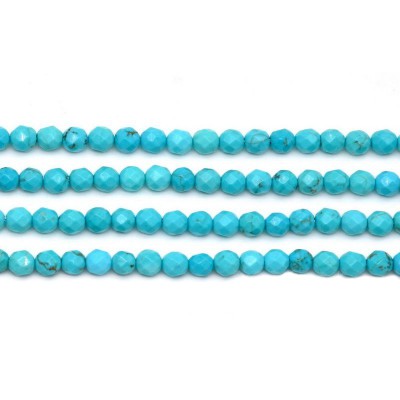 Τυρκουάζ Χαολίτης (Turqoise Howlite) φυσικοί ημιπολύτιμοι λίθοι χάντρες πολυγωνικές 4mm (σειρά∽35cm∽100χάντρες)
