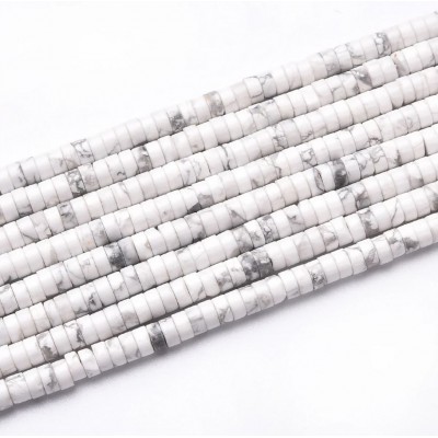 Χαολίτης λευκός (white Howlite) φυσικοί ημιπολύτιμοι λίθοι χάντρες ροδέλα 4x2mm (σειρά∽38cm∽150χάντρες)