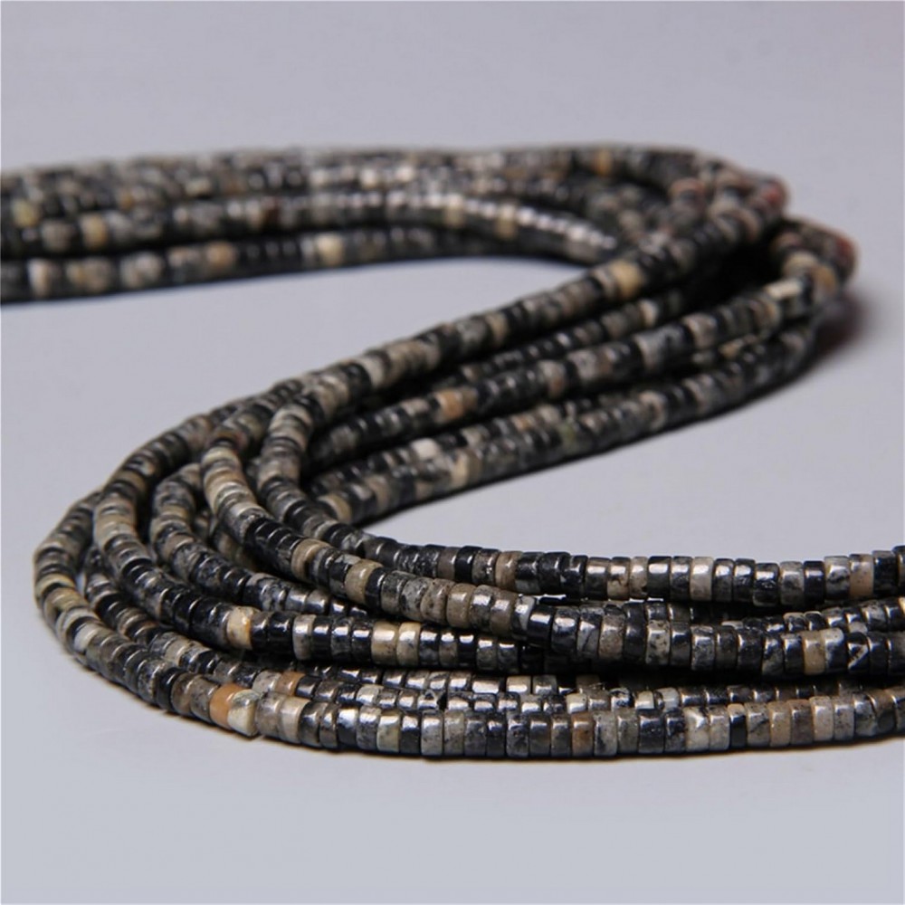 Ίασπις (Black Swan Jasper) φυσικοί ημιπολύτιμοι λίθοι χάντρες ροδέλα 4x2mm (σειρά∽38cm∽150χάντρες) Ίασπις - Jasper