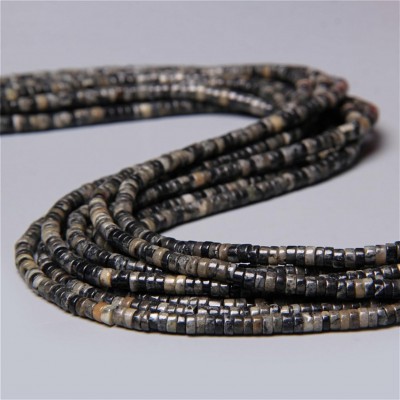 Ίασπις (Black Swan Jasper) φυσικοί ημιπολύτιμοι λίθοι χάντρες ροδέλα 4x2mm (σειρά∽38cm∽150χάντρες)