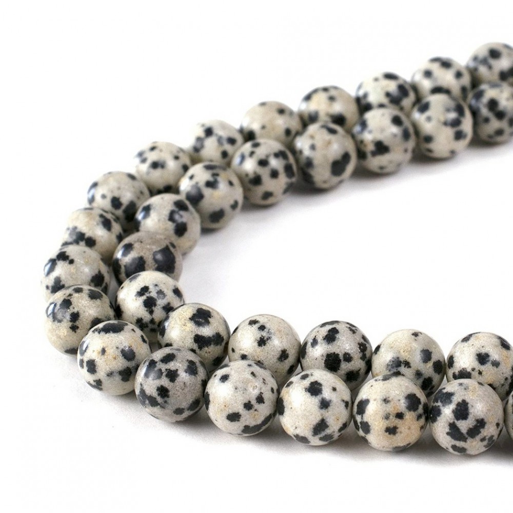 Ίασπις Δαλματίας (Dalmatian Jasper) φυσικοί ημιπολύτιμοι λίθοι χάντρες 5mm/ 6mm/ 8mm (σειρά∽38cm) Ίασπις - Jasper