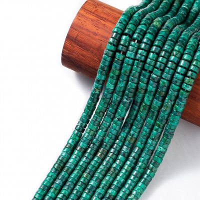 Ίασπις (Jasper dark green) φυσικοί ημιπολύτιμοι λίθοι χάντρες ροδέλα 4x2mm (σειρά∽38cm∽150χάντρες)