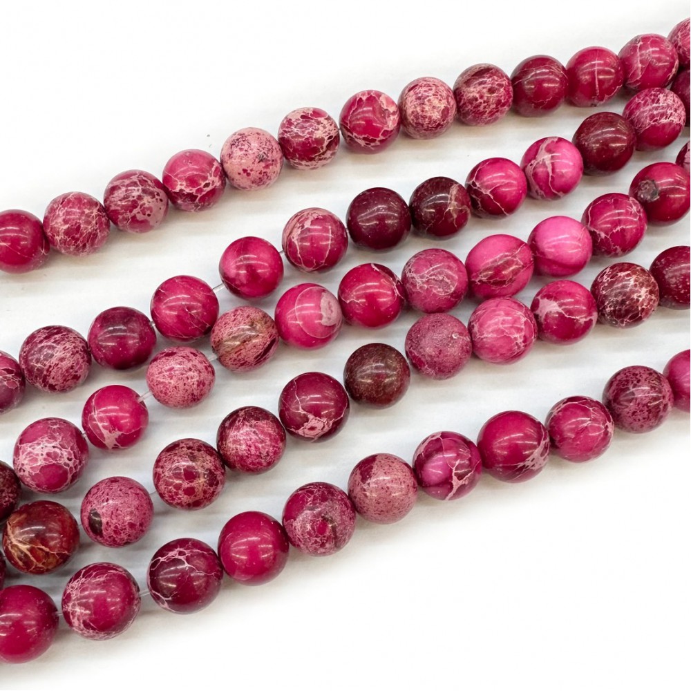 Ίασπις ωκεανού φούξια (Imperial Jasper sea sediment) φυσικοί ημιπολύτιμοι λίθοι χάντρες 8mm (σειρά∽38cm∽46χάντρες) Ίασπις - Jasper