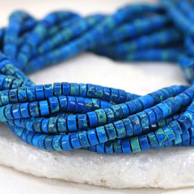 Ίασπις ωκεανού μπλε (Imperial Jasper sea sediment) φυσικοί ημιπολύτιμοι λίθοι χάντρες ροδέλα 4x2mm (σειρά∽41cm∽160χάντρες)