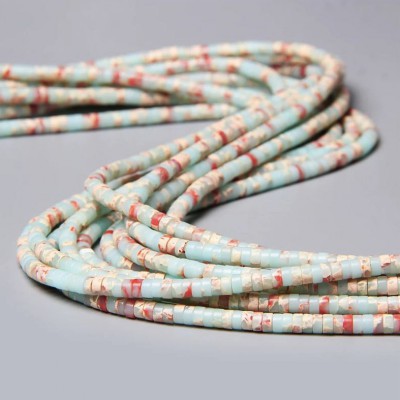 Ίασπις ωκεανού γαλάζιο sky blue (Imperial Jasper sea sediment) φυσικοί ημιπολύτιμοι λίθοι χάντρες ροδέλα 4x2mm (σειρά∽38cm∽150χάντρες)