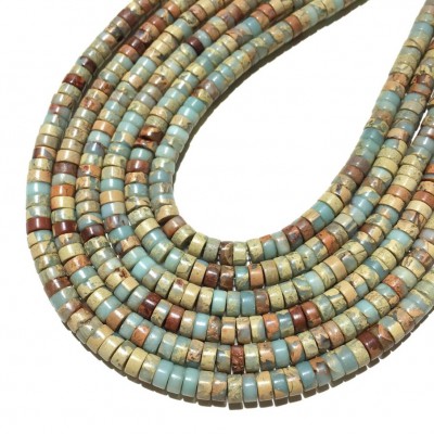 Ίασπις ωκεανού snake skin (Imperial Jasper sea sediment) φυσικοί ημιπολύτιμοι λίθοι χάντρες ροδέλα 4x2mm (σειρά∽40cm∽160χάντρες)