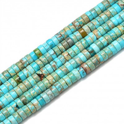 Ίασπις ωκεανού τιρκουάζ (Imperial Jasper sea sediment) φυσικοί ημιπολύτιμοι λίθοι χάντρες ροδέλα 4x2mm (σειρά∽40cm∽160χάντρες)