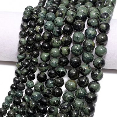 Ίασπις πράσινος (Kambaba Jasper) φυσικοί ημιπολύτιμοι λίθοι χάντρες 8mm / 10mm (σειρά/38∽39cm)