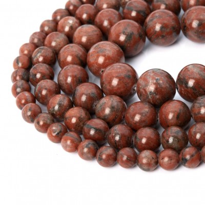 Ίασπις (Jasper Red Sesame) φυσικοί ημιπολύτιμοι λίθοι χάντρες 3mm/ 4mm/ 6mm/ 8mm/ 10mm (σειρά/38∽39cm)