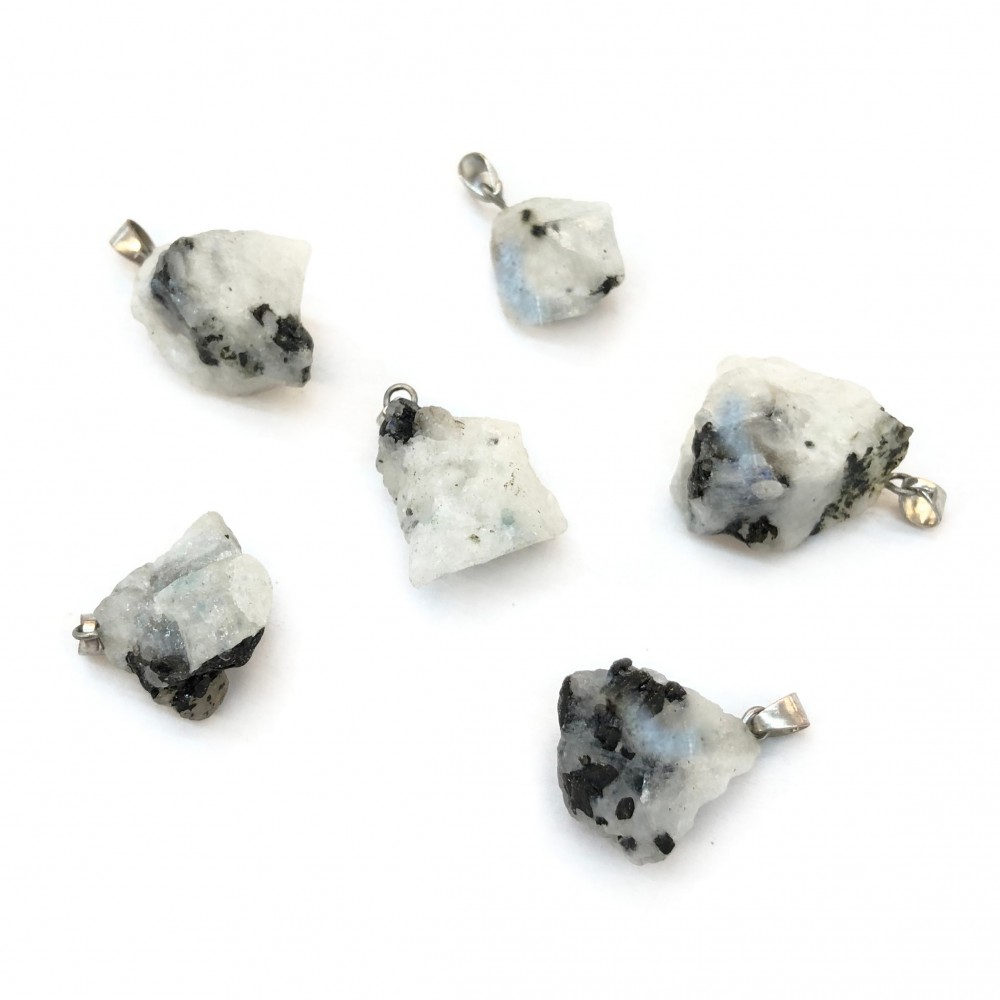 Moonstone white and black natural semi precious hanging irregular rough stone 20∽25mm Irregular Shape Stones