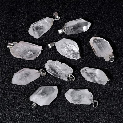 Χαλαζίας (Clear Quartz) ακατέργαστος φυσικός ημιπολύτιμος λίθος ακανόνιστος κρεμαστός 15∽20mm