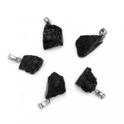 Τουρμαλίνη μαύρη (Tourmaline) ακατέργαστος φυσικός ημιπολύτιμος λίθος ακανόνιστος κρεμαστός 20∽25mm