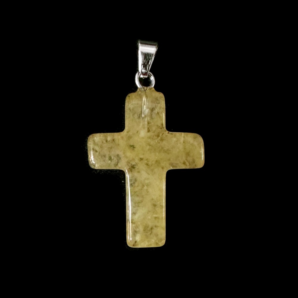 Κιτρίνης (Citrine) φυσικός ημιπολύτιμος λίθος κρεμαστός σταυρός 25x18mm Σταυροί