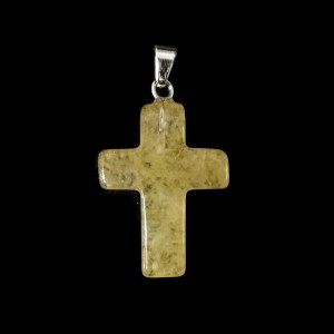 Κιτρίνης (Citrine) φυσικός ημιπολύτιμος λίθος κρεμαστός σταυρός 25x18mm Σταυροί