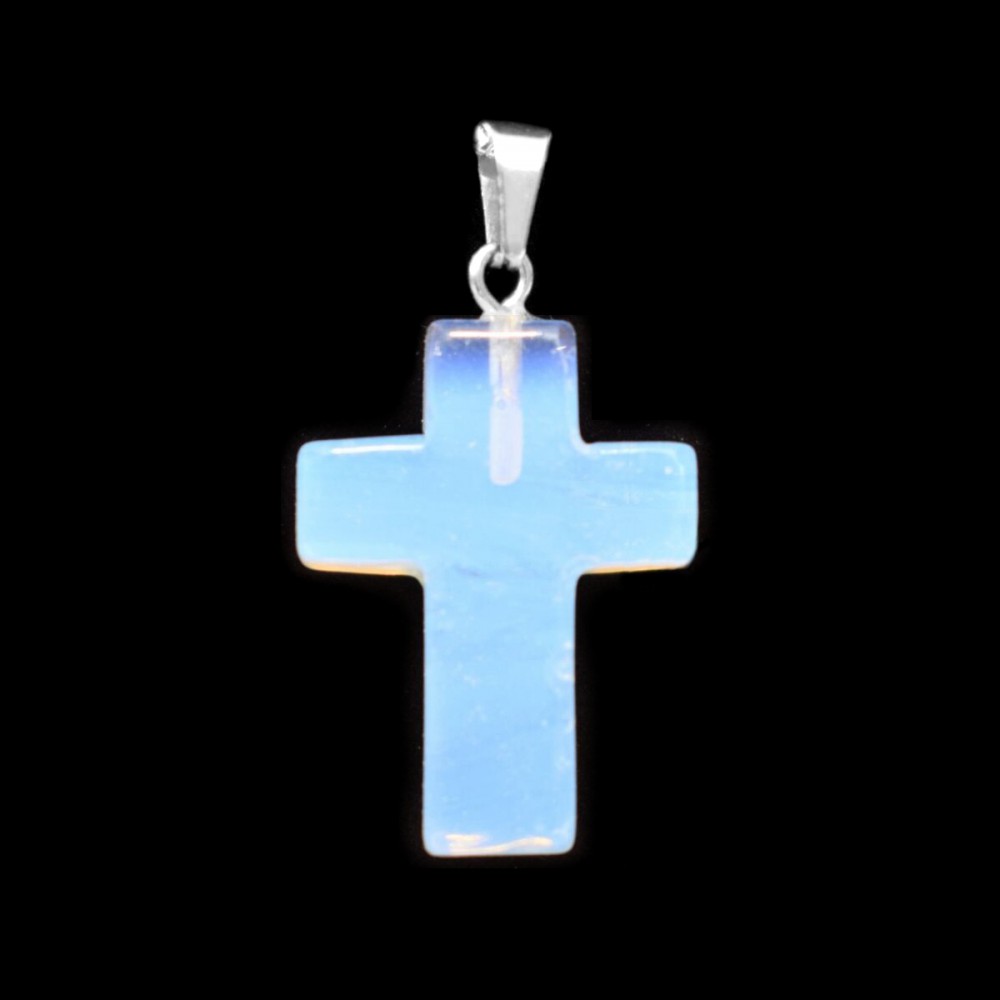 Φεγγαρόπετρα (Moonstone) πέτρα κρεμαστός σταυρός 25x18mm Σταυροί