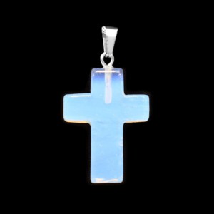 Φεγγαρόπετρα (Moonstone) πέτρα κρεμαστός σταυρός 25x18mm Σταυροί