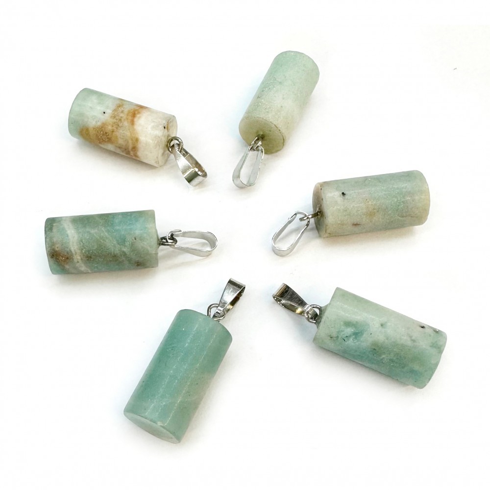 Amazonite natural semi precious hanging stone cylinder 20x10mm Cylinder Shape Stones