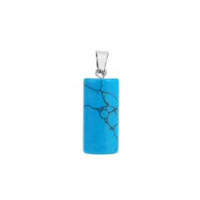 Χαολίτης μπλε (blue Howlite) φυσικός ημιπολύτιμος λίθος κρεμαστός κύλινδρος 20x10mm