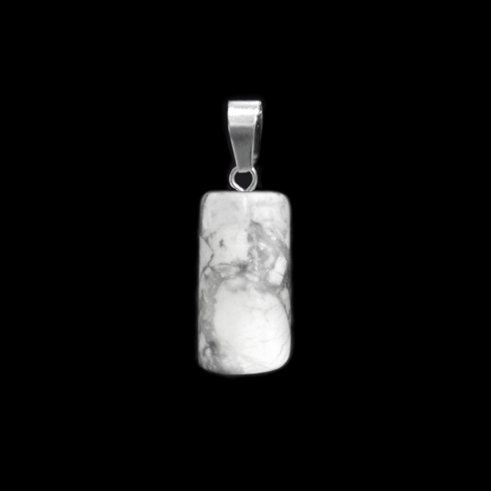 Χαολίτης λευκός (white Howlite) φυσικός ημιπολύτιμος λίθος κρεμαστός κύλινδρος 20x10mm Κύλινδρος Κρεμαστοί Λίθοι